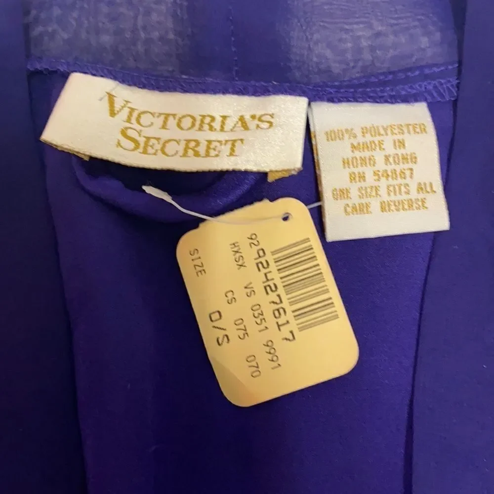 Vintage Victoria’s Secret Gold Tag satin and sheer purple‎ robe C20